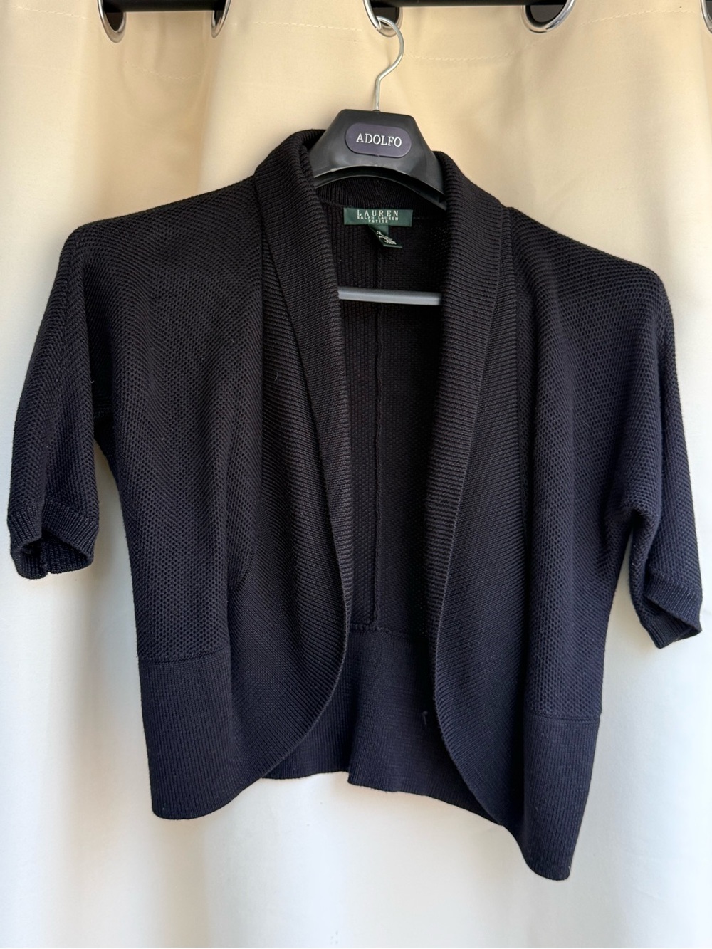 Lauren Ralph Lauren Black Open-Knit Short-Sleeve Cardigan